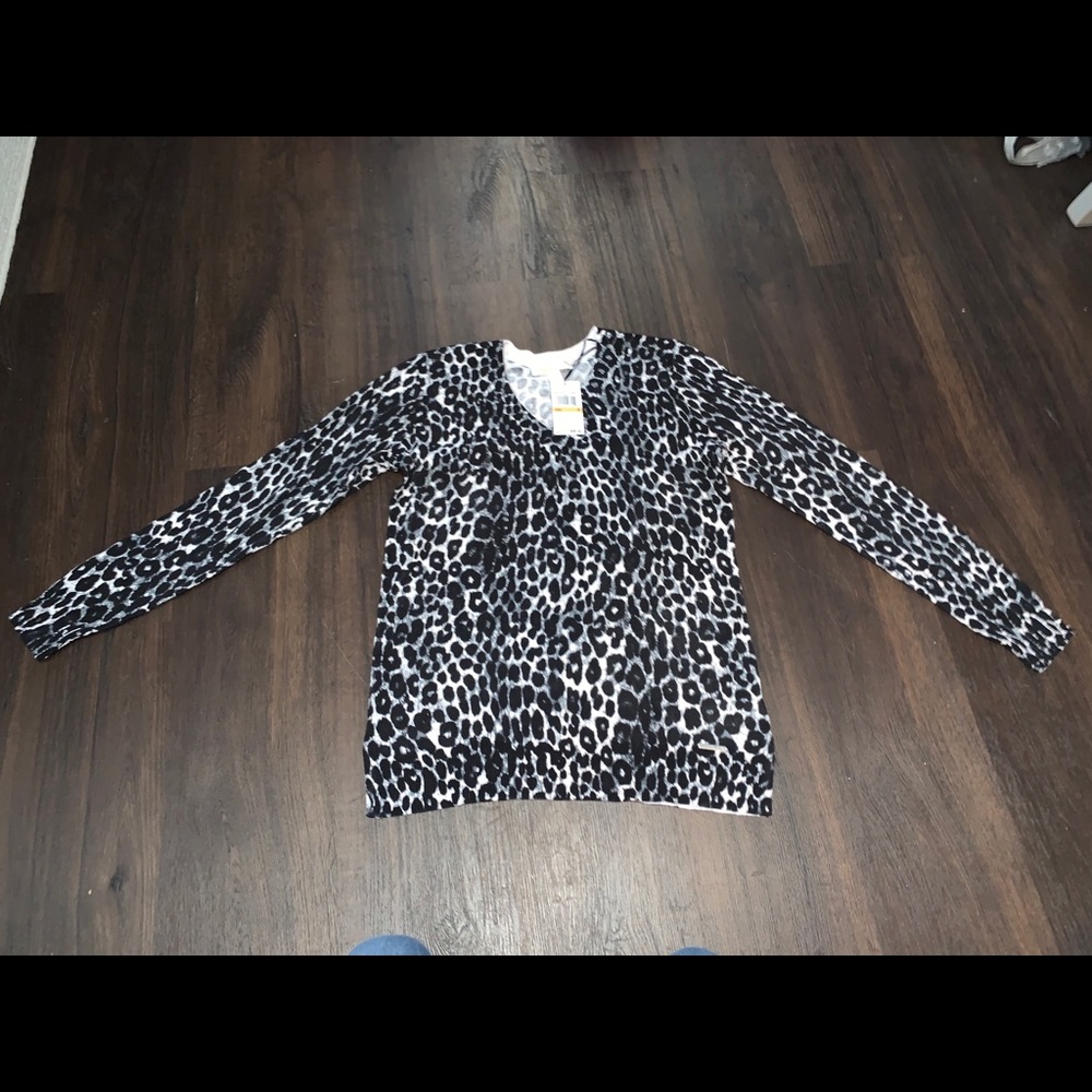 Michael kors black and white cheetah long sleeve